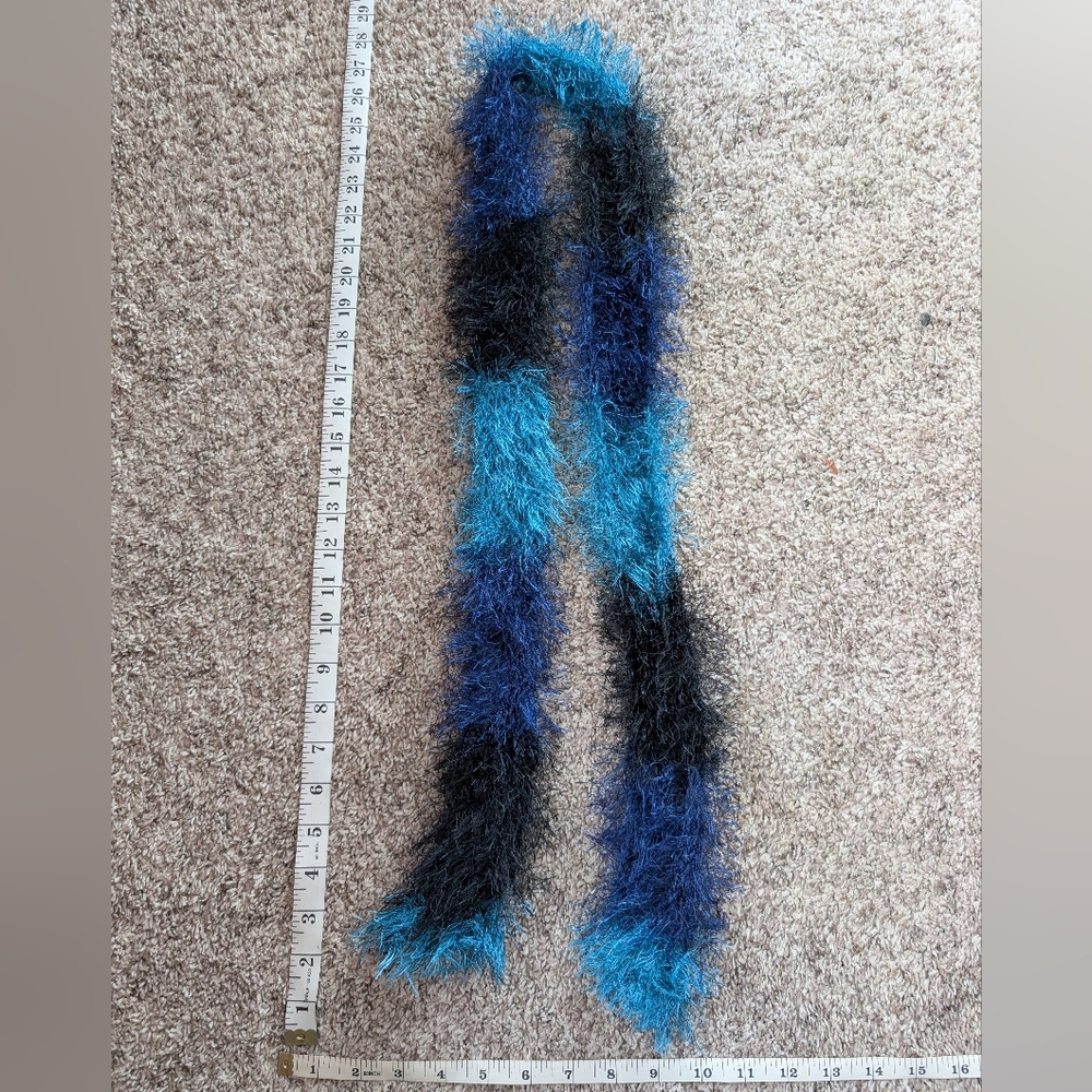 Blue and Black Fuzzy Scarf